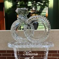 Monogrammed and Linked Wedding Rings Ice Sculpture