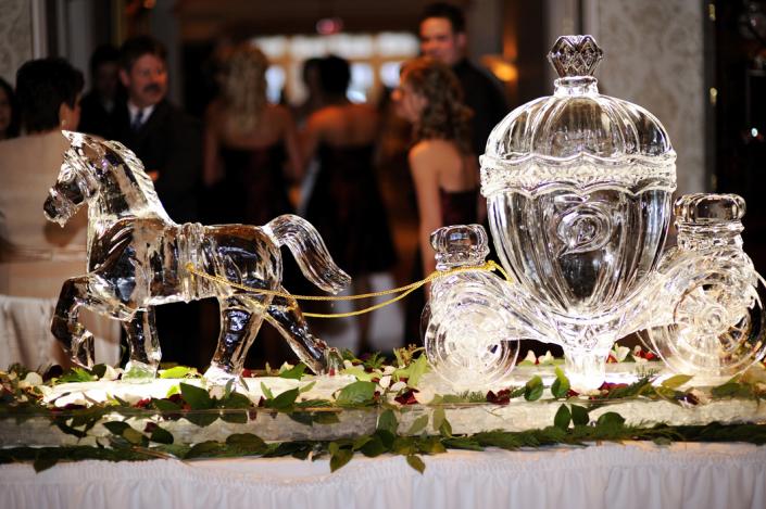 Cinderella Themed Horse & Carriage Ice Sculpture