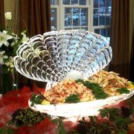 Mouth-Watering Clam Shell with Shrimp Display Ice Sculpture